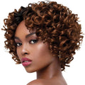 Woman with styled hair on a white background